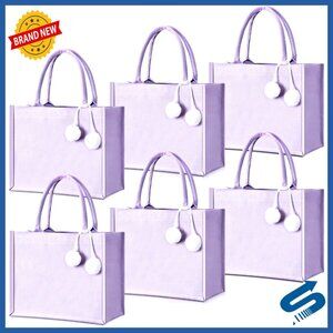 Canvas Tote Bags Personalized Reusable Wedding Bridesmaid Gift Pom Poms